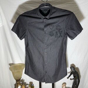 Armani Exchange Men's Short-Sleeve Button-Down Shirt in Black